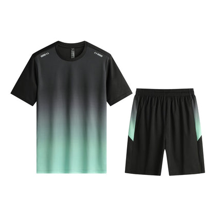 Men's Performance Running Outfit - Quick Dry Tee & Shorts Set for Gym & Outdoor Sports