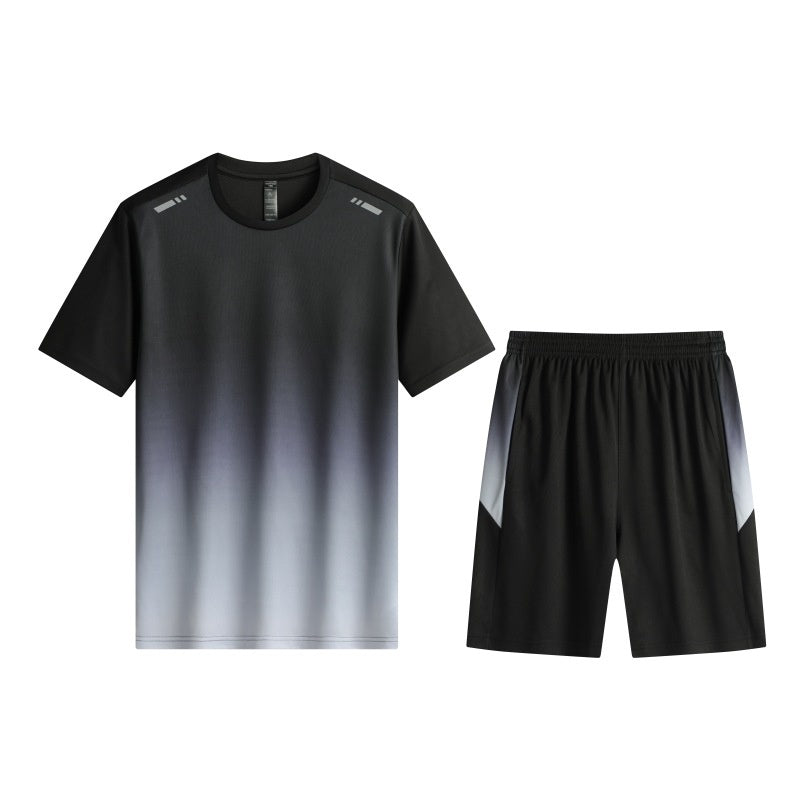 Men's Performance Running Outfit - Quick Dry Tee & Shorts Set for Gym & Outdoor Sports