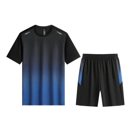 Men's Performance Running Outfit - Quick Dry Tee & Shorts Set for Gym & Outdoor Sports