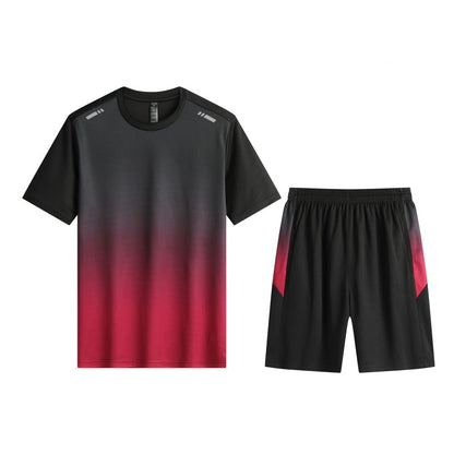 Men's Performance Running Outfit - Quick Dry Tee & Shorts Set for Gym & Outdoor Sports