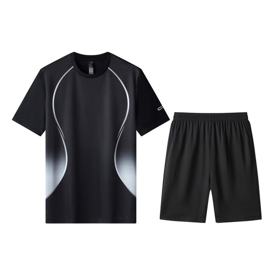 Men's Performance Running Outfit - Quick Dry Tee & Shorts Set for Gym & Outdoor Sports