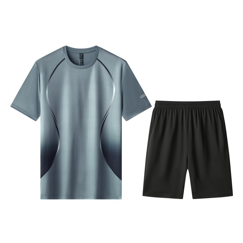 Men's Performance Running Outfit - Quick Dry Tee & Shorts Set for Gym & Outdoor Sports