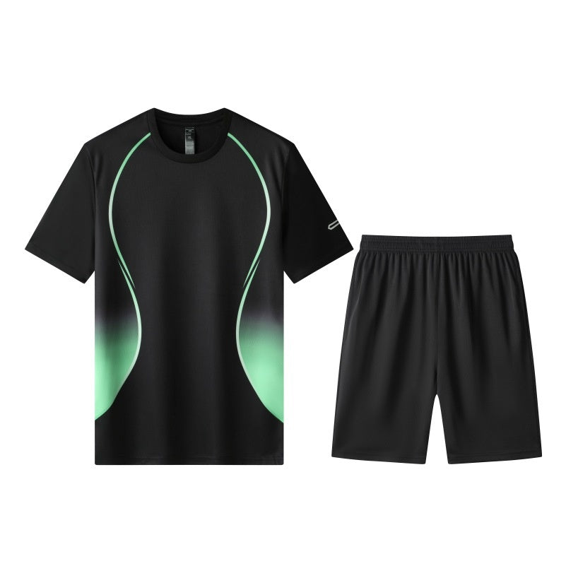 Men's Performance Running Outfit - Quick Dry Tee & Shorts Set for Gym & Outdoor Sports