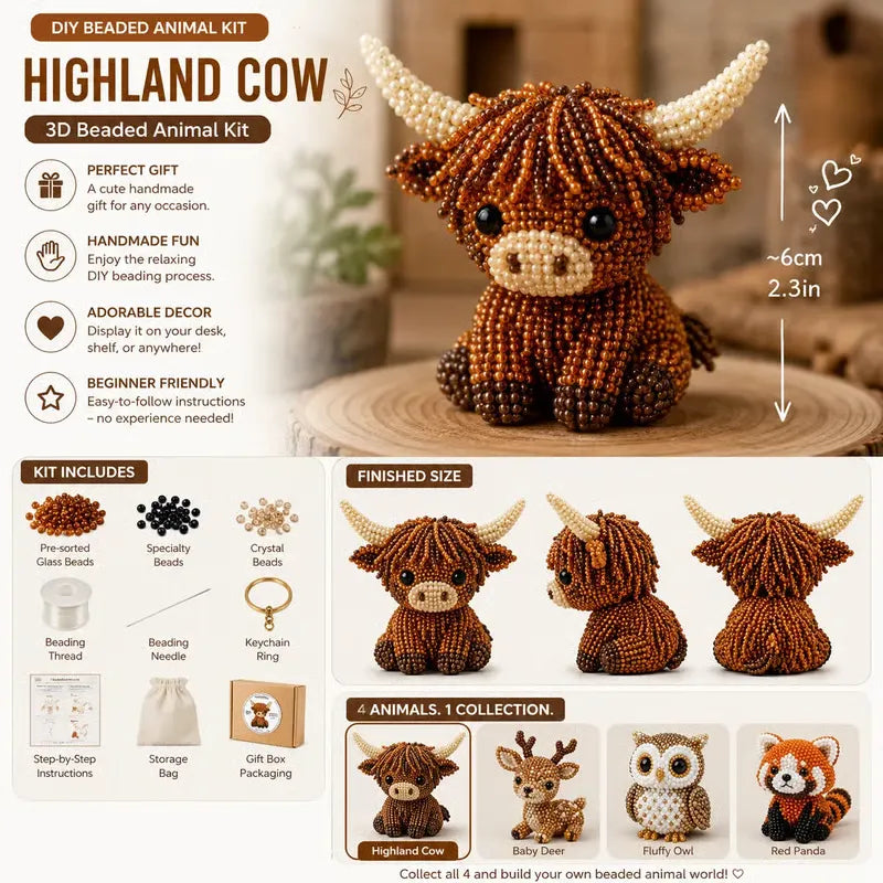 ✨Last Day 49% OFF✨-🧵✨ Tiny 3D Beaded Animal DIY Kit