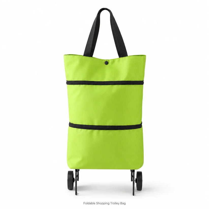 Foldable Shopping Trolley Bag with Wheels, Portable Reusable Grocery Tote, Lightweight Rolling Shopping Cart Bag with Carry Handles