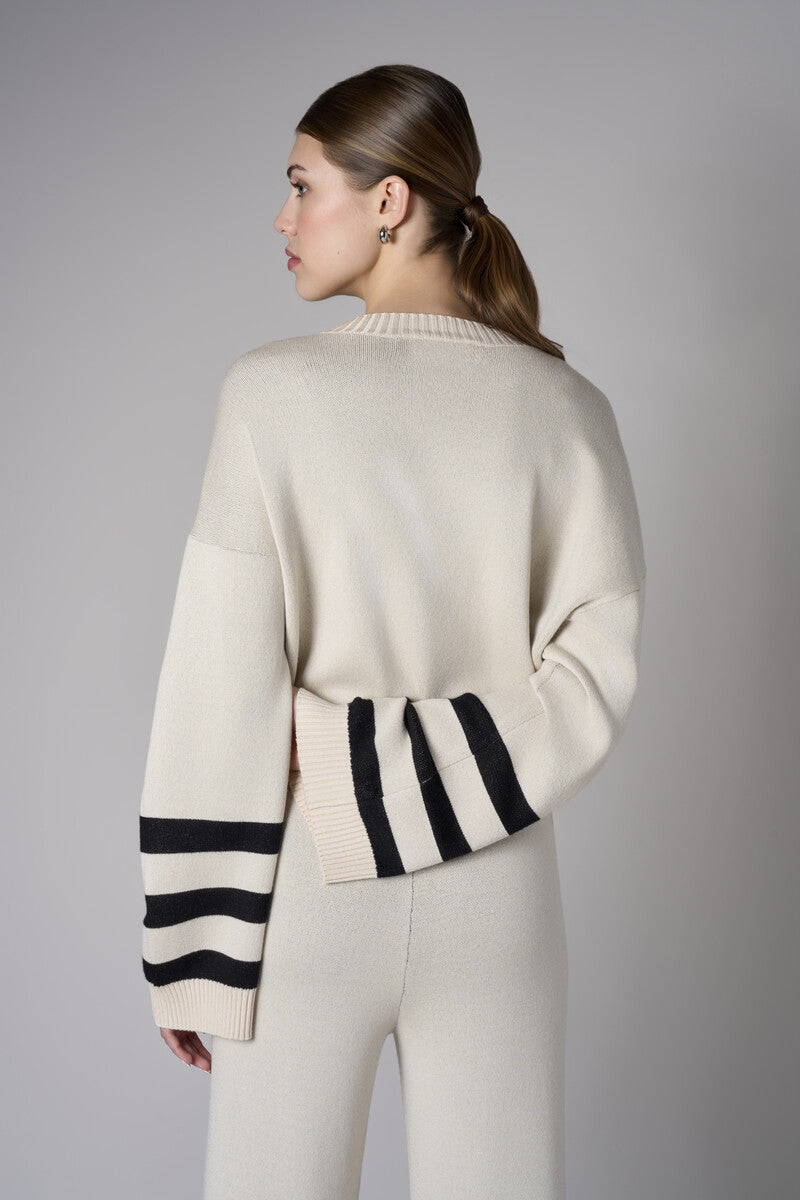 Striped Sleeve Sweater