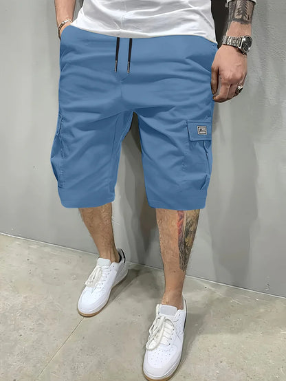 🩳 Men's Casual Cargo Shorts with Drawstring Waist – Multi-Pocket, Lightweight & Breathable