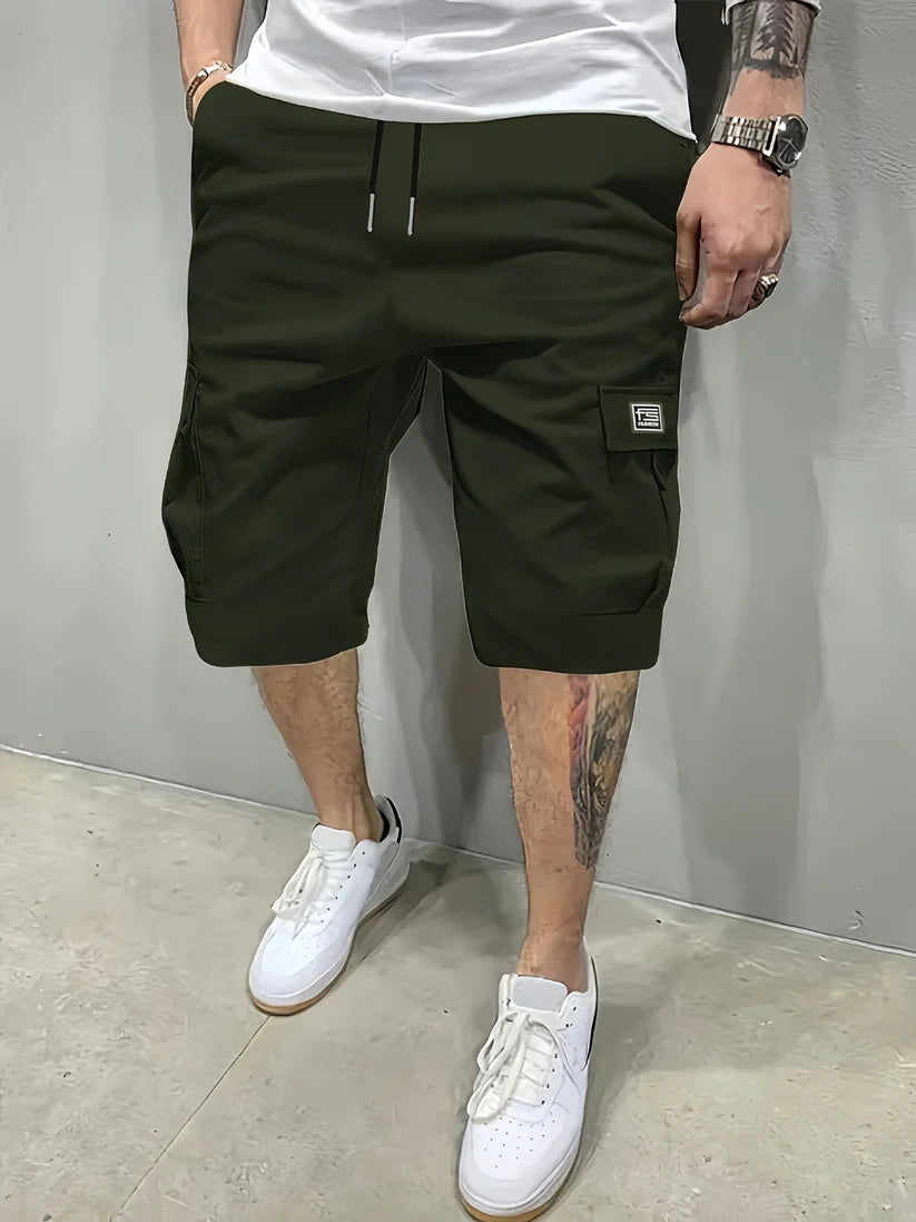 🩳 Men's Casual Cargo Shorts with Drawstring Waist – Multi-Pocket, Lightweight & Breathable