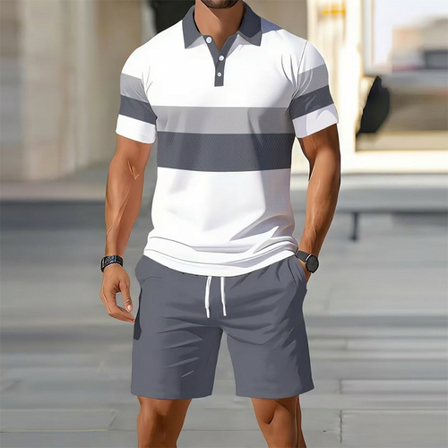 👕50% OFF!💥Men's Two-Piece Shirt and Shorts Set – Digital Print, Athletic Fit, Wrinkle Resistant ✨