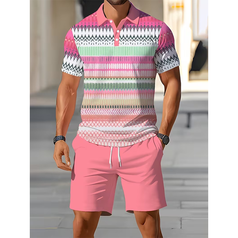 👕50% OFF!💥Men's Two-Piece Shirt and Shorts Set – Digital Print, Athletic Fit, Wrinkle Resistant ✨