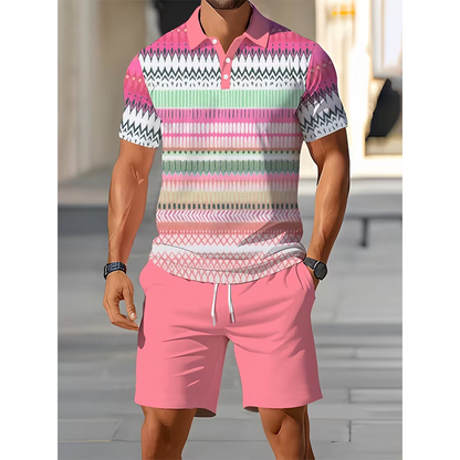 👕50% OFF!💥Men's Two-Piece Shirt and Shorts Set – Digital Print, Athletic Fit, Wrinkle Resistant ✨
