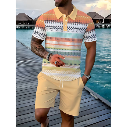 👕50% OFF!💥Men's Two-Piece Shirt and Shorts Set – Digital Print, Athletic Fit, Wrinkle Resistant ✨