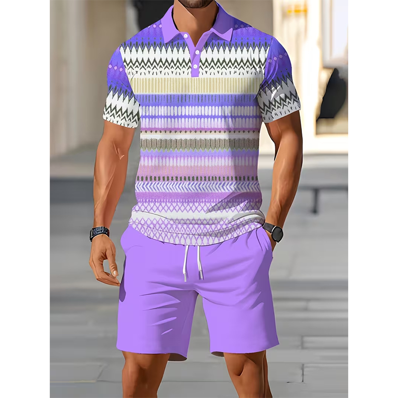 👕50% OFF!💥Men's Two-Piece Shirt and Shorts Set – Digital Print, Athletic Fit, Wrinkle Resistant ✨